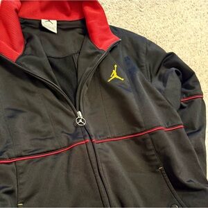 Nike Jordan Lightweight Fleece Jacket with Red Trim and Gold Logo